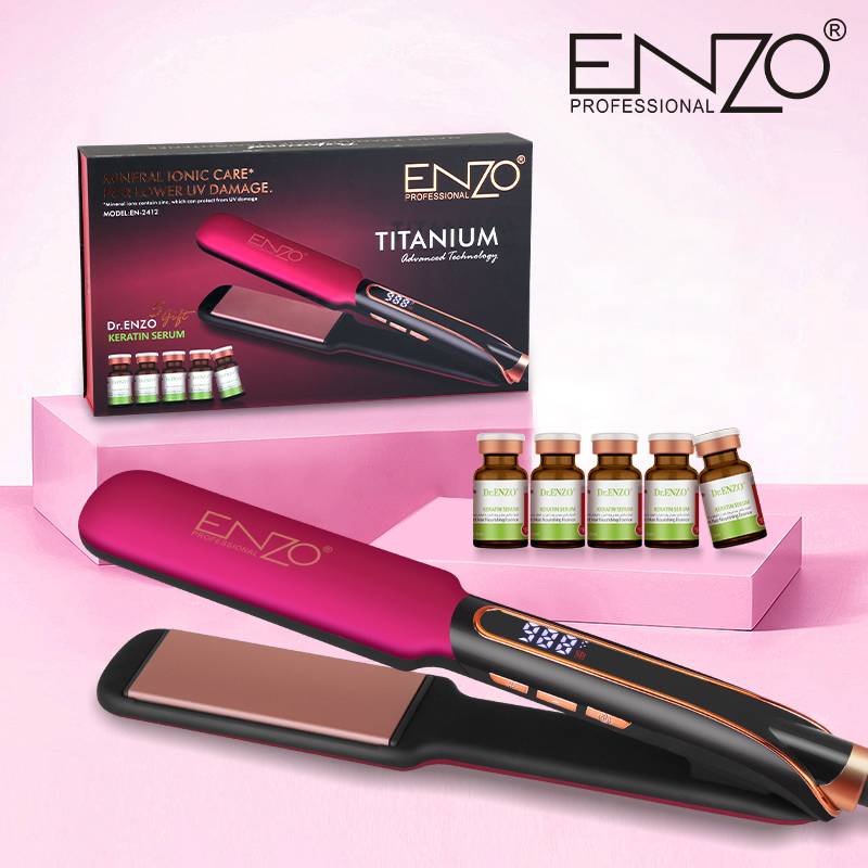 مكواة فرد الشعر + 5 عبوات سيروم Enzo En-2421