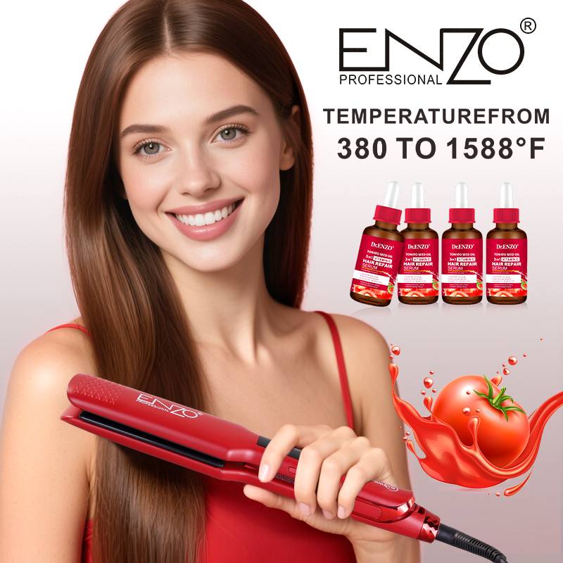 مكواة فرد وتجعيد الشعر + 4 عبوات سيروم Enzo En-3219