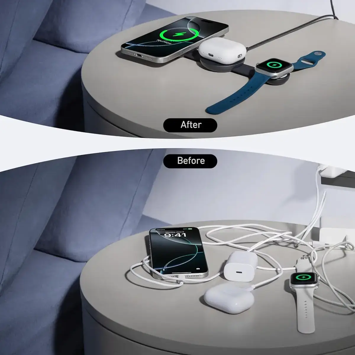 شاحن لاسلكي أنكر 3 في 1 قابل للطي 15 واط