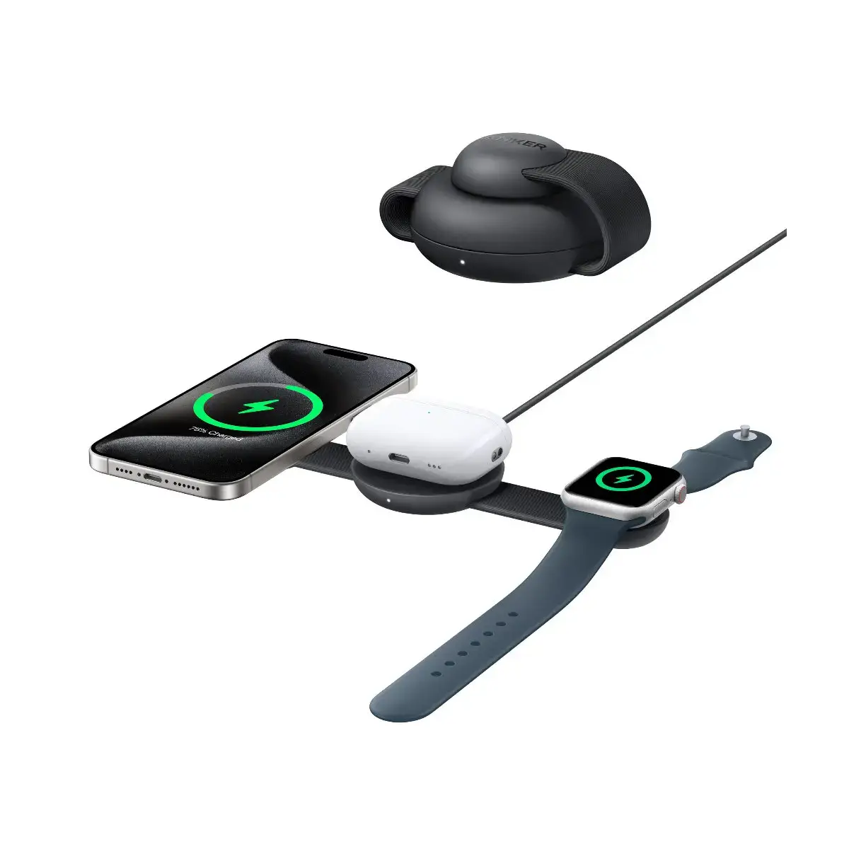 شاحن لاسلكي أنكر 3 في 1 قابل للطي 15 واط