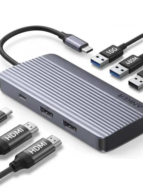 محول USB-C متعدد المنافذ 7 في 1 Dual Display